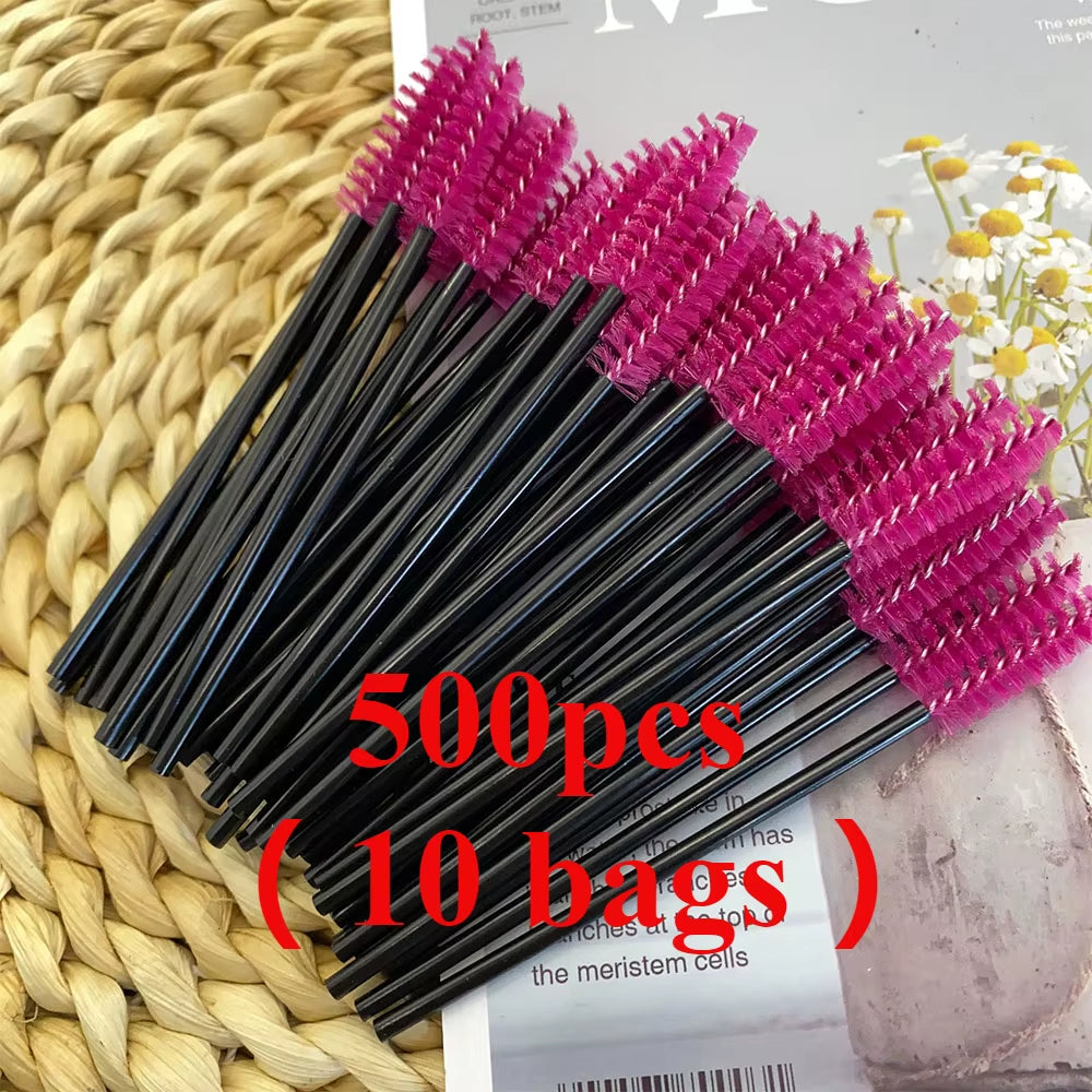 500Pcs Disposable Mascara Wands Eyelash Brush Spoolies for Eyebrow Eye Lash Extension Colorful Wholesale Beauty Tools