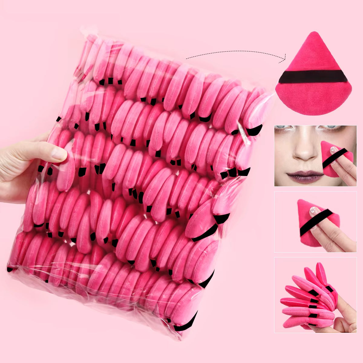 100Pcs Triangle Powder Puff for Loose Powder Liquid Cosmetic Soft Plush Powder Puff Makeup Foundation Puff Makeup Tool