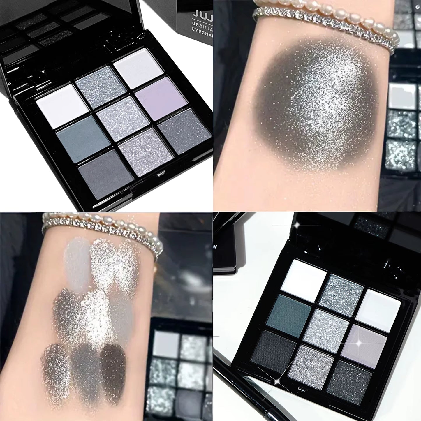 Nine-Color Eyeshadow Palette, Gray-Pink Smoky Makeup, Matte Pearlescent Silkworm Brightening Makeup