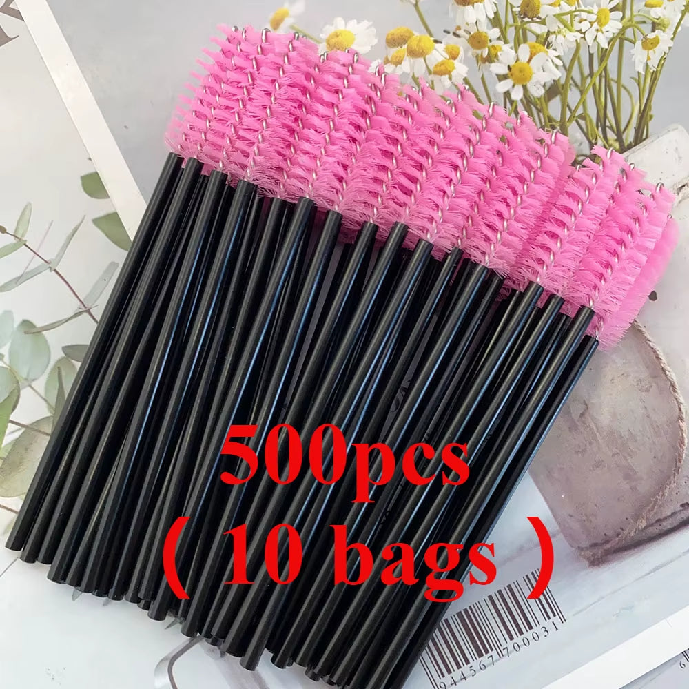 500Pcs Disposable Mascara Wands Eyelash Brush Spoolies for Eyebrow Eye Lash Extension Colorful Wholesale Beauty Tools