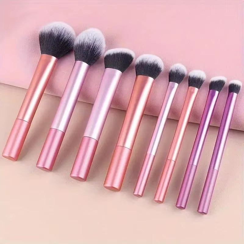 8Pcs Pro Makeup Brush Set - Soft, Premium Synthetic Hair, Cruelty-Free, Easy to Clean, Foundation, Blush, Eyeshadow, Cosmetic