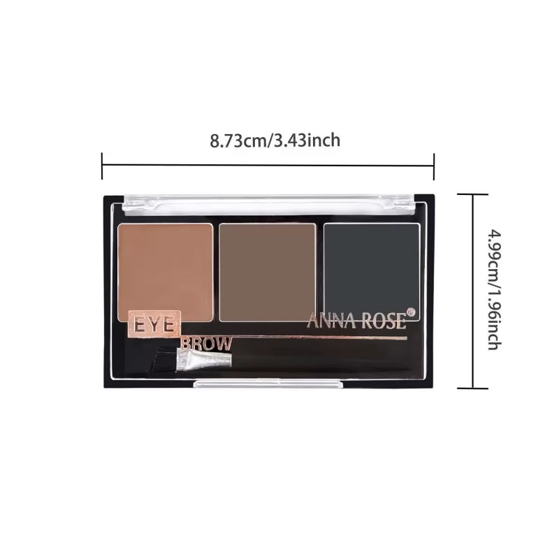 3-Shade Eyebrow Powder Palette - Long-Lasting, Waterproof and Sweat-Proof, Natural Eyebrow Powder for All Skin Types