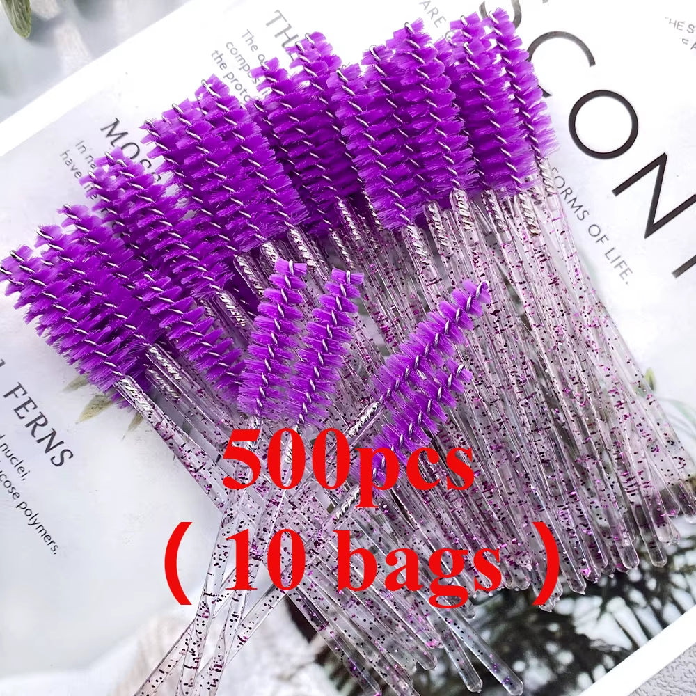 500Pcs Disposable Mascara Wands Eyelash Brush Spoolies for Eyebrow Eye Lash Extension Colorful Wholesale Beauty Tools