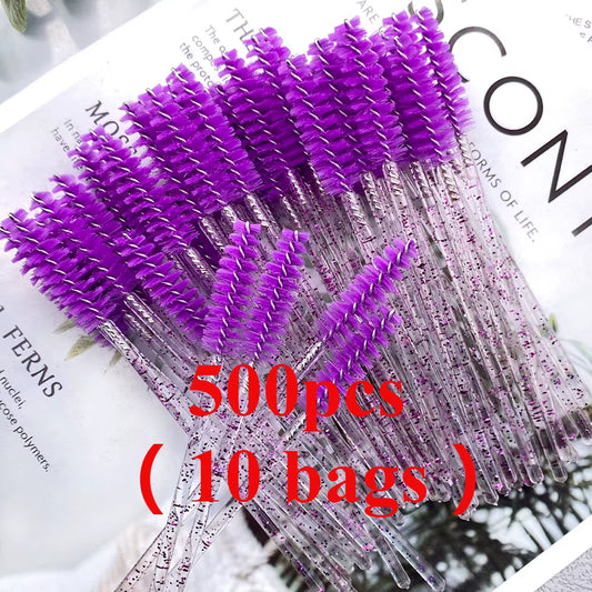 500Pcs Disposable Mascara Wands Eyelash Brush Spoolies for Eyebrow Eye Lash Extension Colorful Wholesale Beauty Tools
