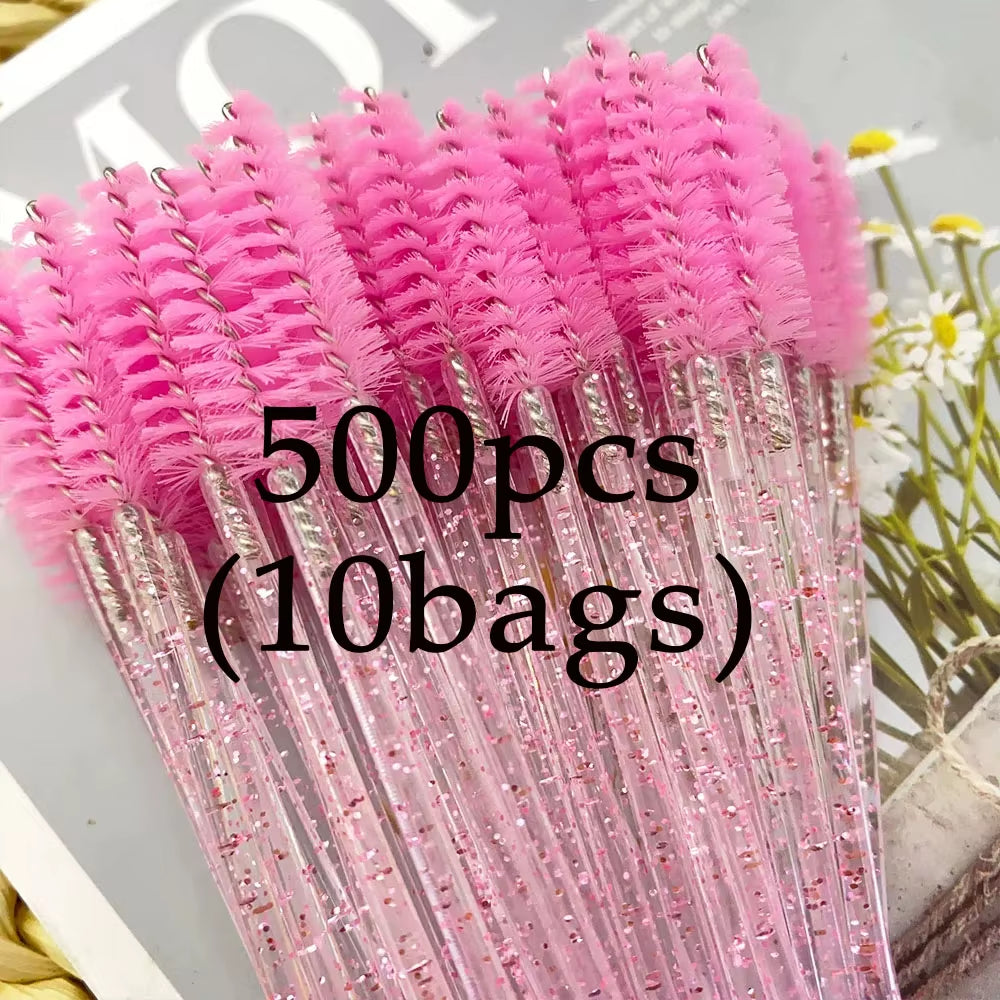 500Pcs Disposable Mascara Wands Eyelash Brush Spoolies for Eyebrow Eye Lash Extension Colorful Wholesale Beauty Tools