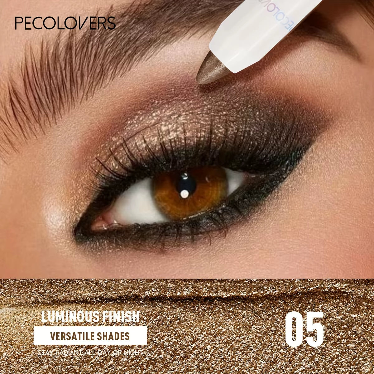 1PC Waterproof Eyeshadow Sticks Long Lasting High Pigmented Shimmer Glitter and Matte Neutral Brown Eyeshadow Pencil Crayon