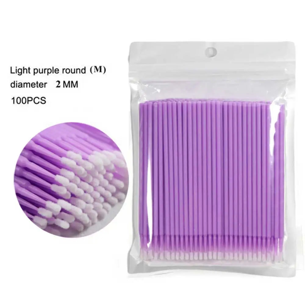 100Pcs/Bottle Eyelash Extension Cleaning Swabs Lash Lift Glue Remover Applicators Microblade Makeup Micro Brushes Tool