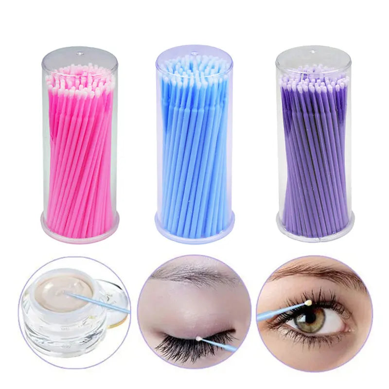 100Pcs/Bottle Eyelash Extension Cleaning Swabs Lash Lift Glue Remover Applicators Microblade Makeup Micro Brushes Tool