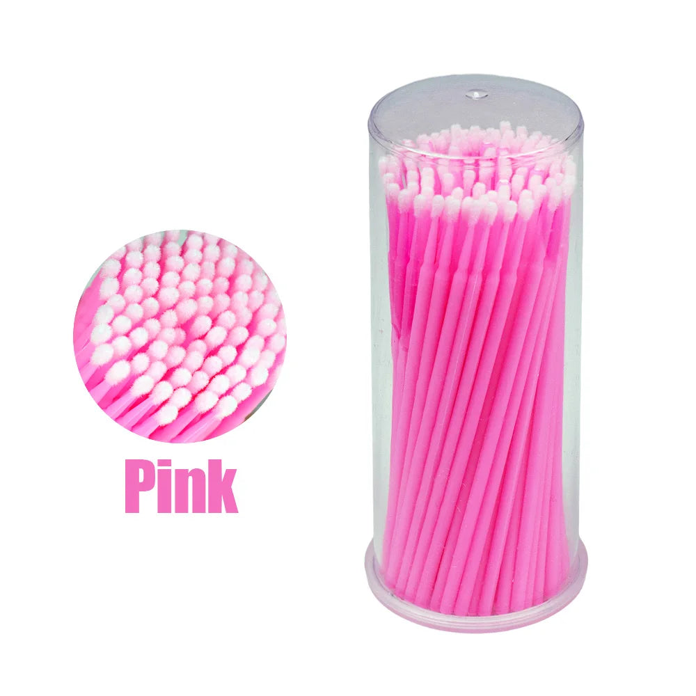 100Pcs/Bottle Eyelash Extension Cleaning Swabs Lash Lift Glue Remover Applicators Microblade Makeup Micro Brushes Tool