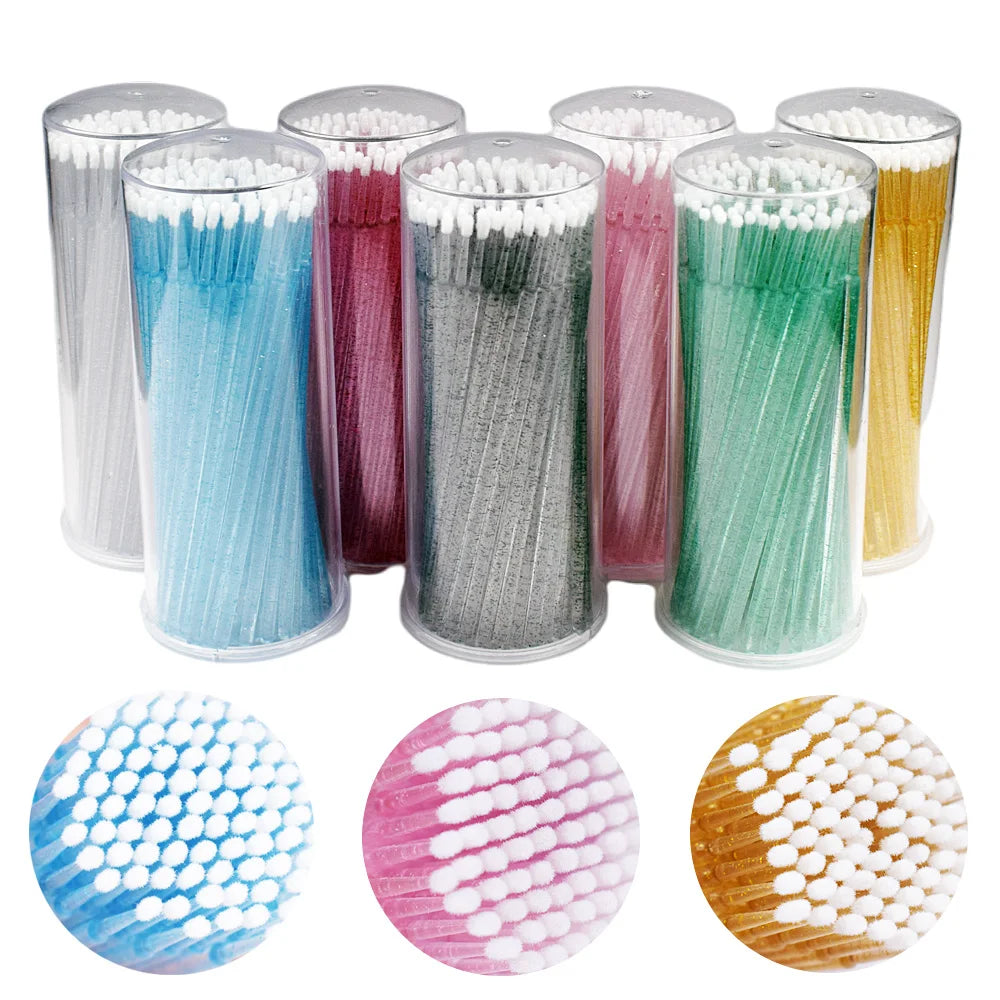 100Pcs/Bottle Eyelash Extension Cleaning Swabs Lash Lift Glue Remover Applicators Microblade Makeup Micro Brushes Tool