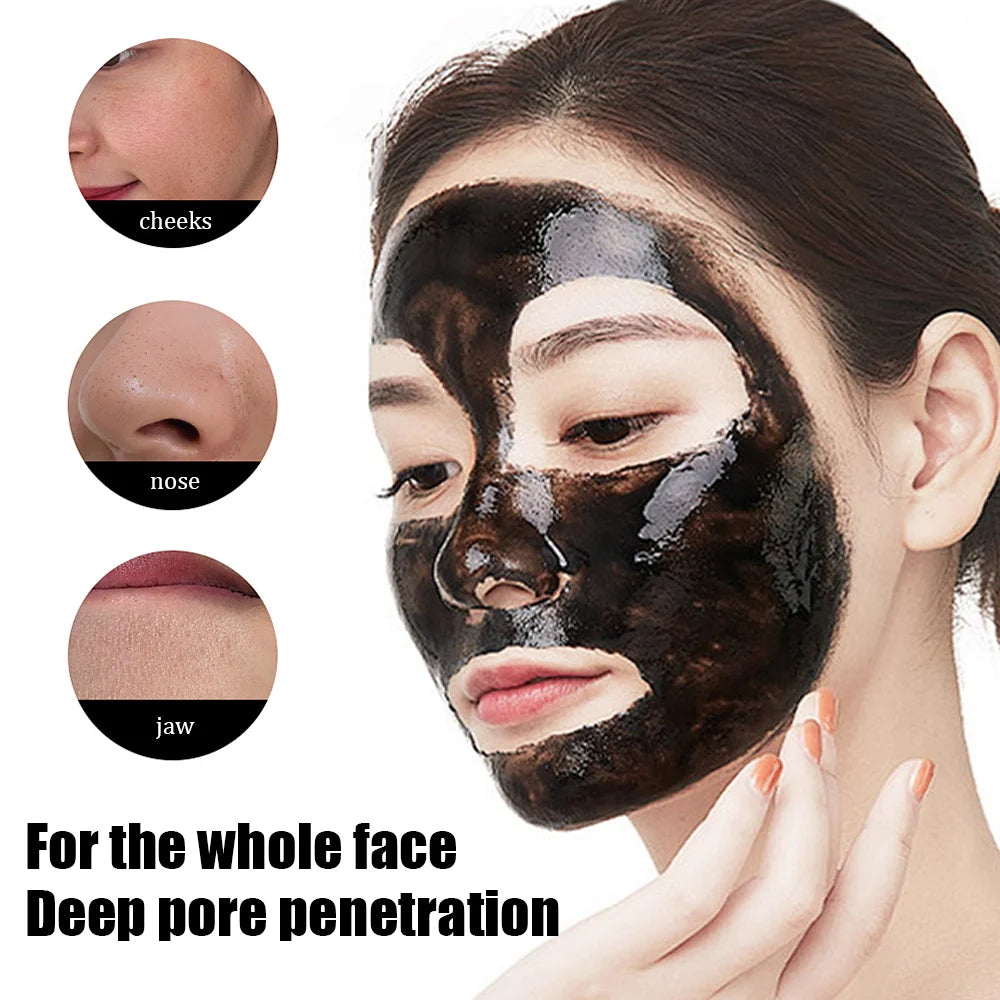 60G Bamboo Charcoal Fiber Mask Blackhead Removal Deep Mask Deep Cleansing Cleansing Exfoliating Mask Treatment Black Mask