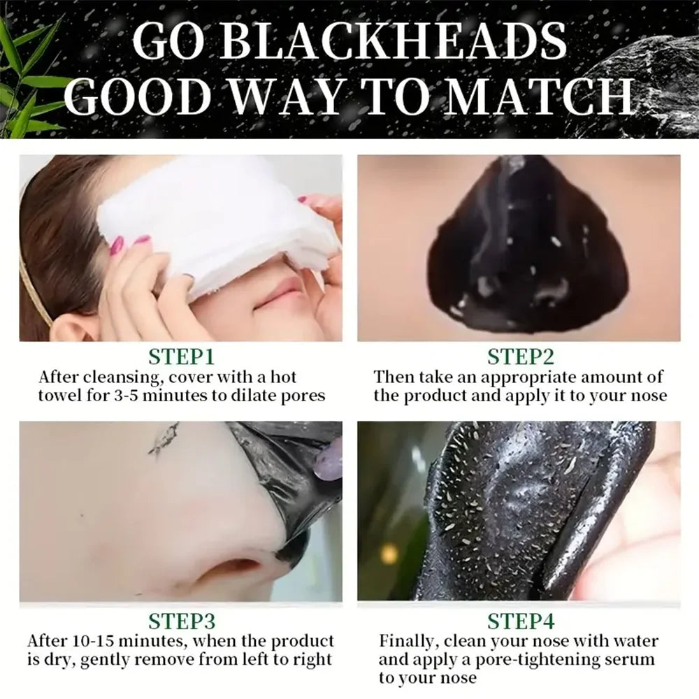 60G Bamboo Charcoal Fiber Mask Blackhead Removal Deep Mask Deep Cleansing Cleansing Exfoliating Mask Treatment Black Mask