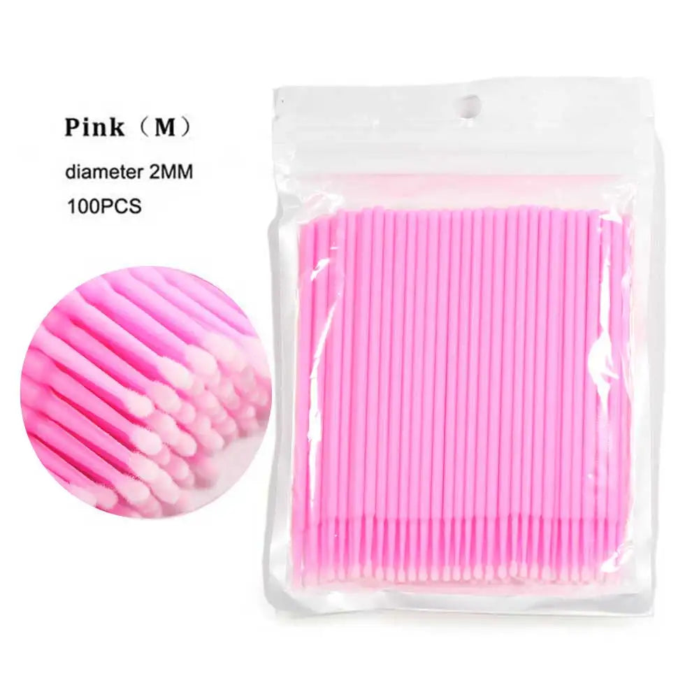100Pcs/Bottle Eyelash Extension Cleaning Swabs Lash Lift Glue Remover Applicators Microblade Makeup Micro Brushes Tool