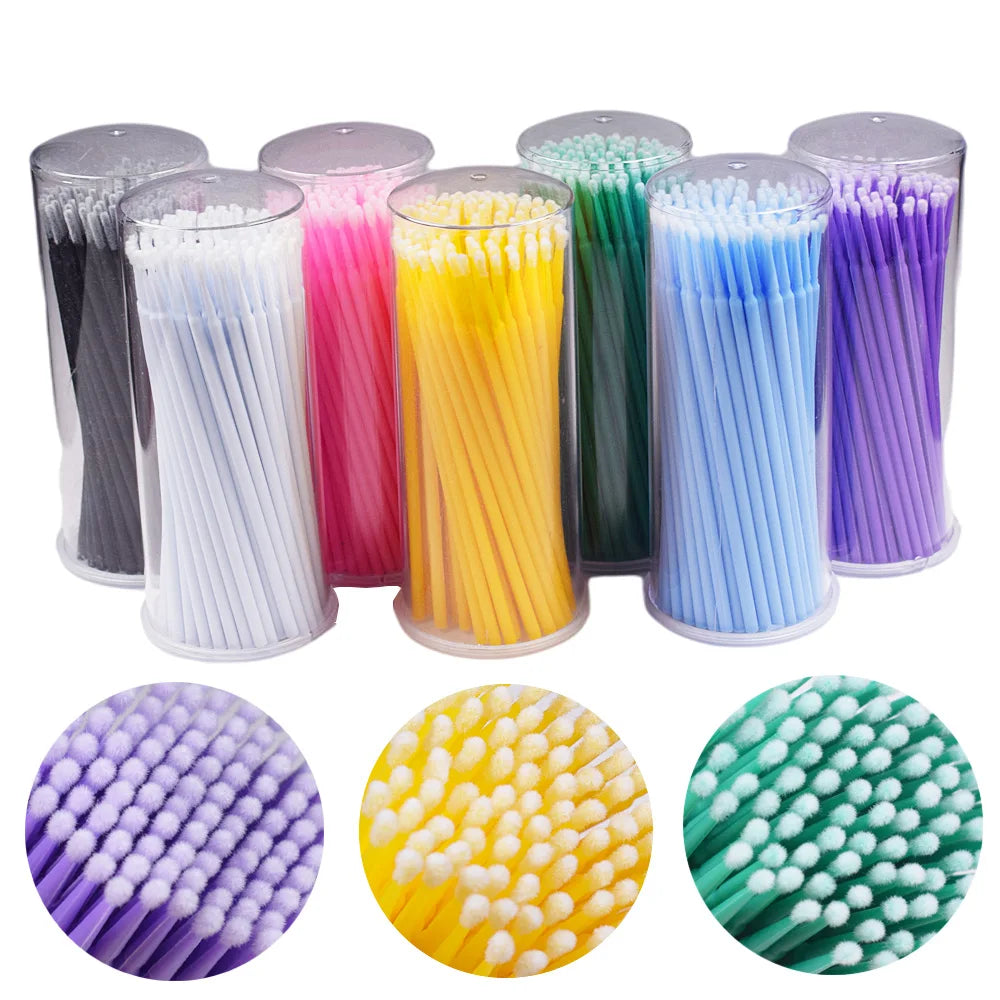 100Pcs/Bottle Eyelash Extension Cleaning Swabs Lash Lift Glue Remover Applicators Microblade Makeup Micro Brushes Tool