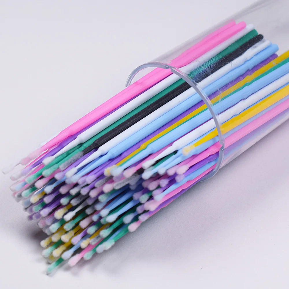 100Pcs/Bottle Eyelash Extension Cleaning Swabs Lash Lift Glue Remover Applicators Microblade Makeup Micro Brushes Tool