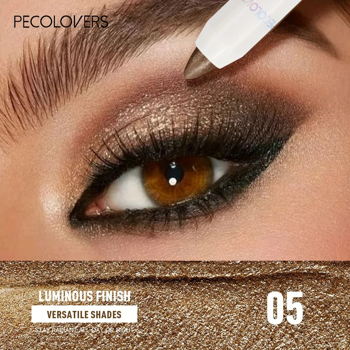 1PC Waterproof Eyeshadow Sticks Long Lasting High Pigmented Shimmer Glitter and Matte Neutral Brown Eyeshadow Pencil Crayon