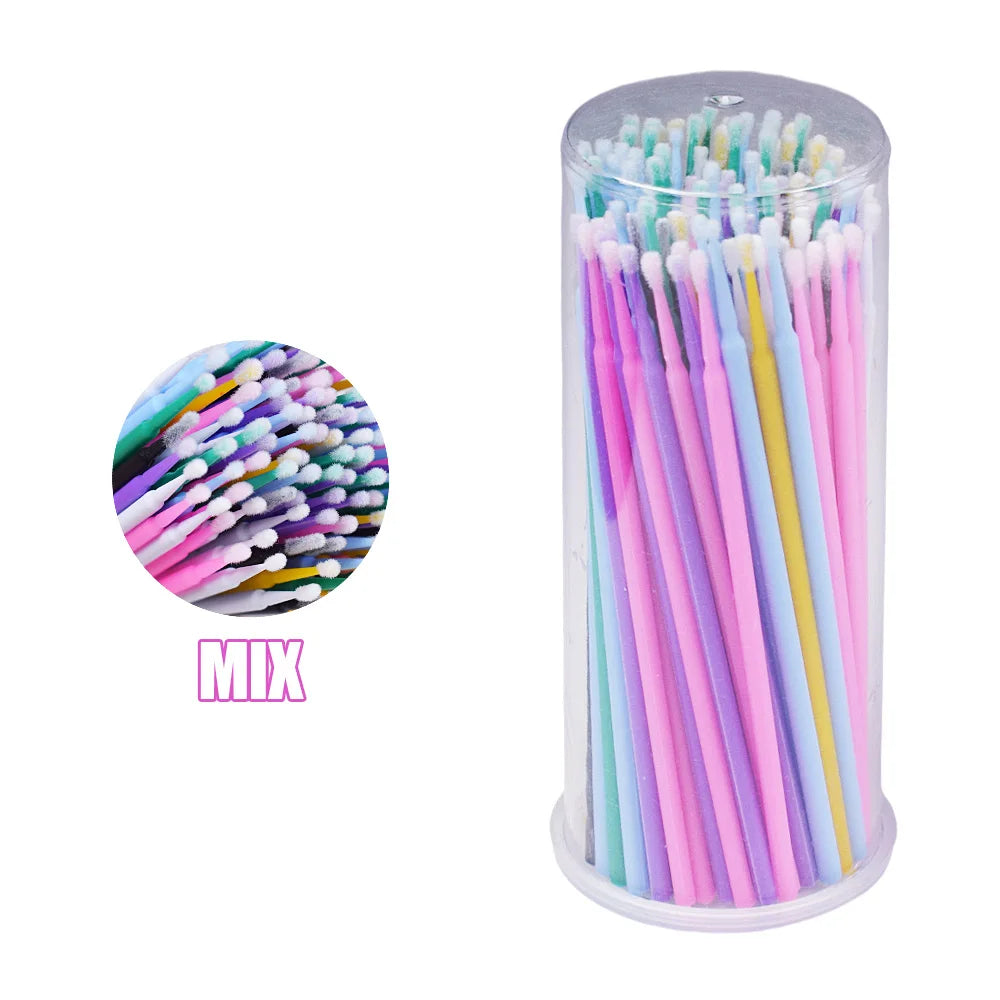 100Pcs/Bottle Eyelash Extension Cleaning Swabs Lash Lift Glue Remover Applicators Microblade Makeup Micro Brushes Tool