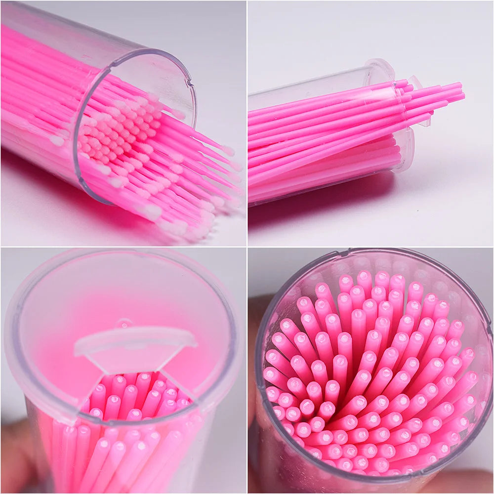 100Pcs/Bottle Eyelash Extension Cleaning Swabs Lash Lift Glue Remover Applicators Microblade Makeup Micro Brushes Tool