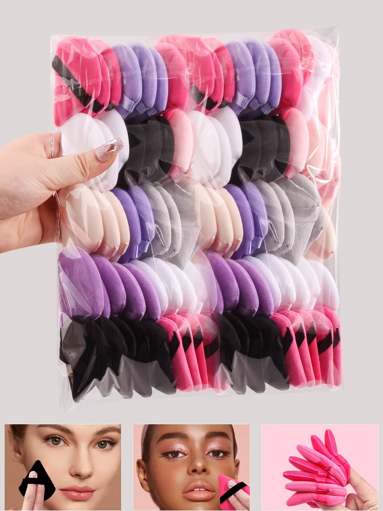 100Pcs Triangle Powder Puff for Loose Powder Liquid Cosmetic Soft Plush Powder Puff Makeup Foundation Puff Makeup Tool