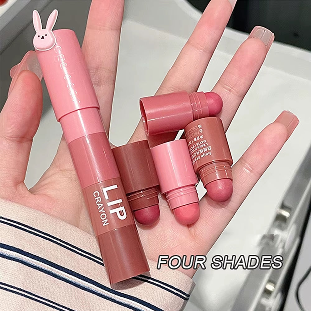 4 in 1 Velvet Matte Crayon Lipstick Super Stay Makeup Pink Red Long Wear Waterpoof Non-Stick Cup Tiny Lip Stick