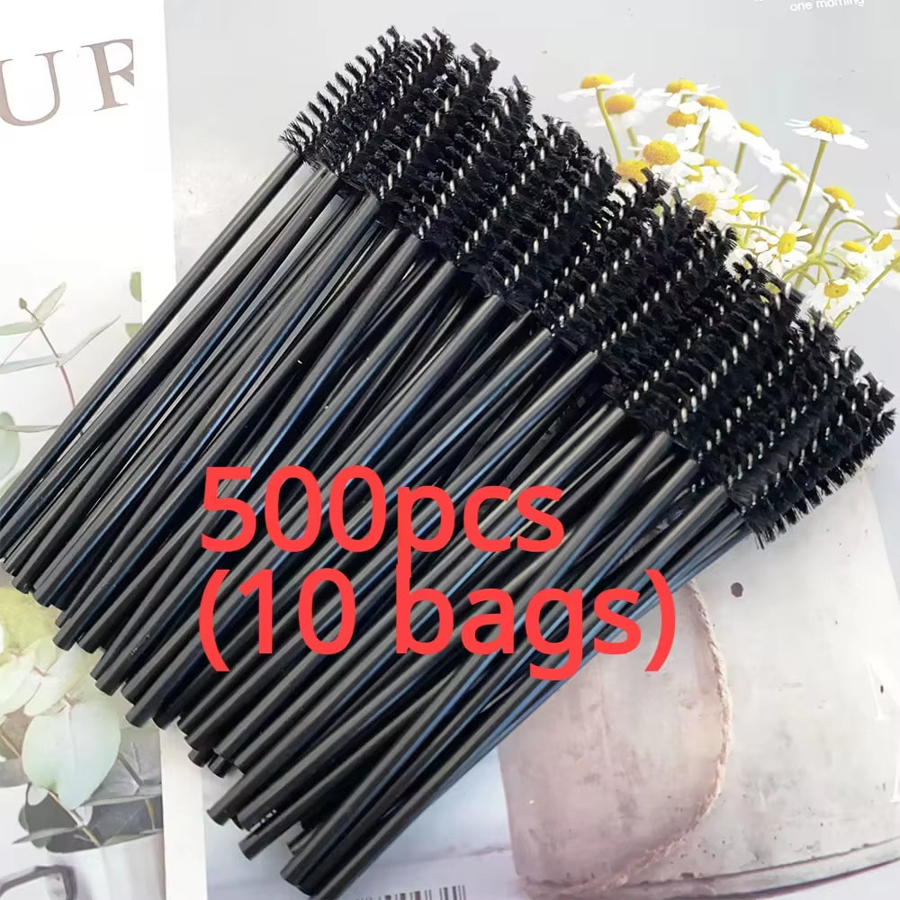 500Pcs Disposable Mascara Wands Eyelash Brush Spoolies for Eyebrow Eye Lash Extension Colorful Wholesale Beauty Tools