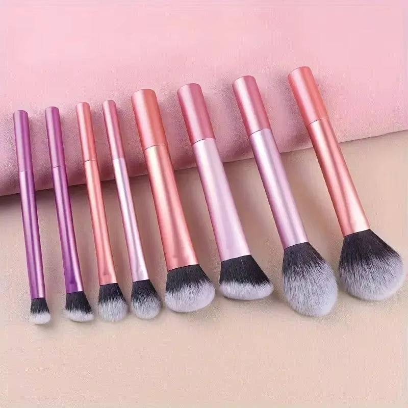8Pcs Pro Makeup Brush Set - Soft, Premium Synthetic Hair, Cruelty-Free, Easy to Clean, Foundation, Blush, Eyeshadow, Cosmetic