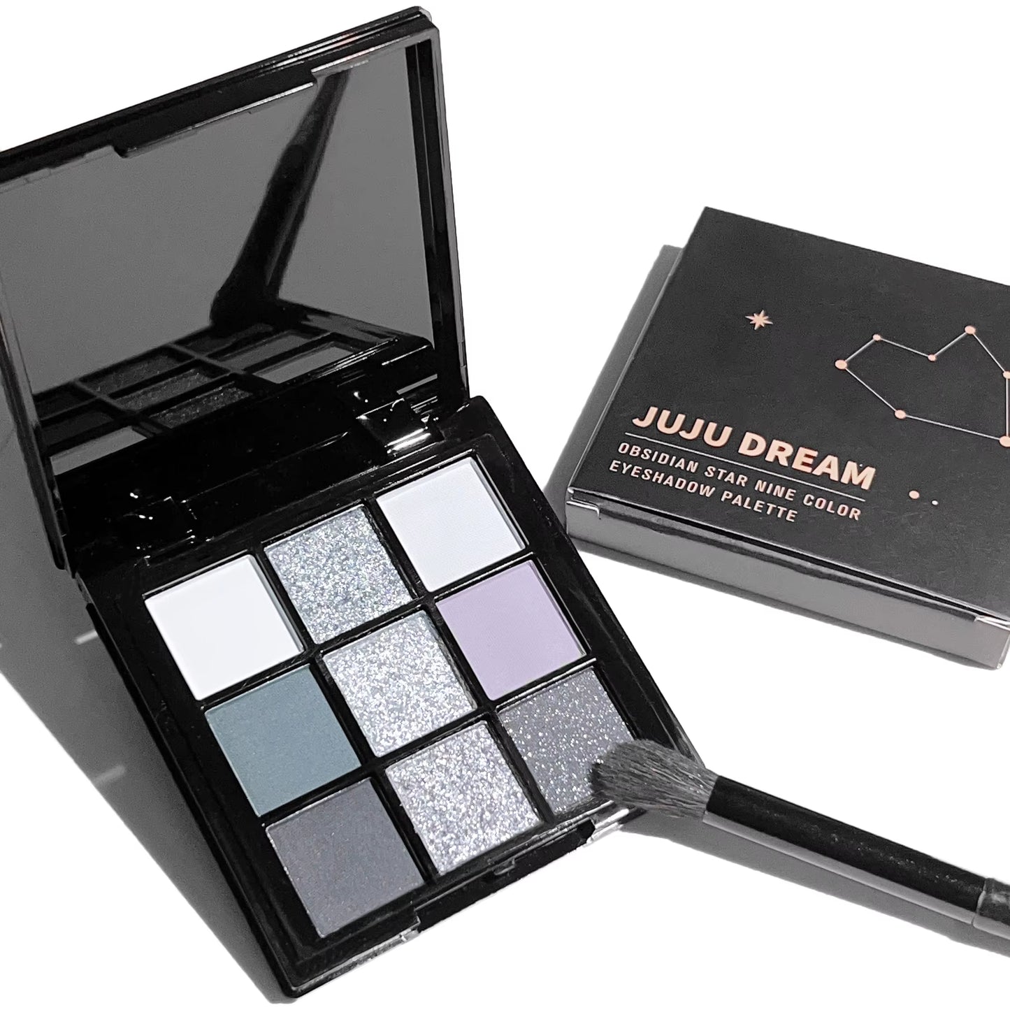 Nine-Color Eyeshadow Palette, Gray-Pink Smoky Makeup, Matte Pearlescent Silkworm Brightening Makeup