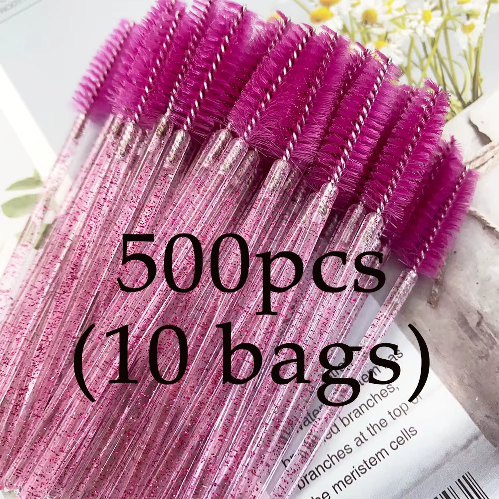 500Pcs Disposable Mascara Wands Eyelash Brush Spoolies for Eyebrow Eye Lash Extension Colorful Wholesale Beauty Tools