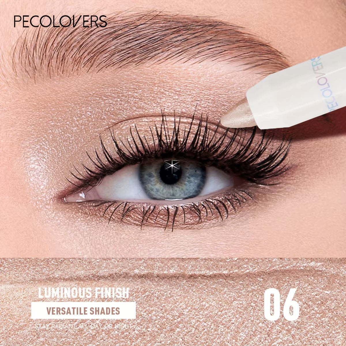 1PC Waterproof Eyeshadow Sticks Long Lasting High Pigmented Shimmer Glitter and Matte Neutral Brown Eyeshadow Pencil Crayon